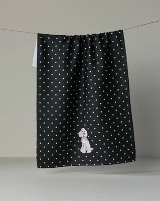 Poodle Charm Tea Towel: Black