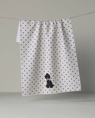 Poodle Charm Tea Towel: Black