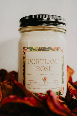 Portland Rose Candle 12oz Nontoxic Portland Oregon Wood Wick