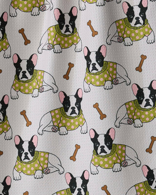 Frenchie Fun Tea Towel: Lime