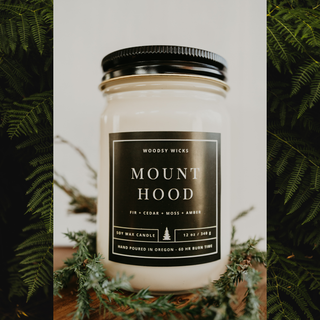 Mount Hood Candle - Mt Hood Oregon - National Park - PNW : 4oz / Wood Wick