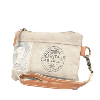 Canvas Stamp Wristlet Pouch