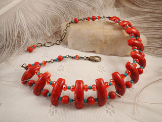 Jewelry Sponge Coral Choker Adjustable Length