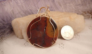 Bonnie TalPalace arge Picasso Jasper Pendant wrapped in Gold Filled Wire with 20" Vermeil Singapore Chain