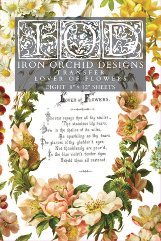 IOD Lover of Flowers Iron Orchid Designs Transfer rub on transfer for Furniture Decor DIY Furniture Makeovers & Unique Home Decor Projects