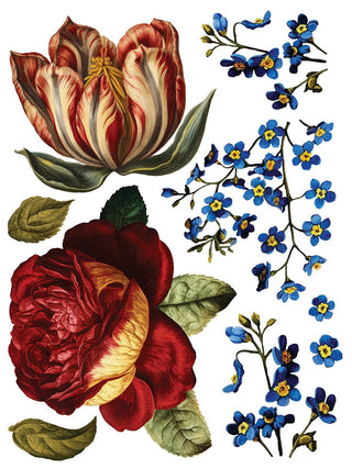 Collage De Fleurs Rub-On Decal Transfer Fancy Trims Furniture Decor IOD DIY Furniture Makeovers & Unique Home Decor Project Free Shipping
