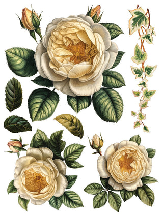 Collage De Fleurs Rub-On Decal Transfer Fancy Trims Furniture Decor IOD DIY Furniture Makeovers & Unique Home Decor Project Free Shipping
