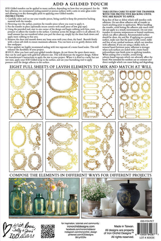 Gilded Gold and Silver Rub-ON IOD Petits Ornements Transfer for DIY Furniture Makeovers Unique Home Decor Handcrafted gifts