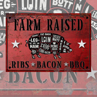 Farm Raised Bacon Rice Paper Decoupage Queen Rustic Farmhouse Animal Cottage Life Bacon BBQ Ribs DIY Craft Scrapbook mixed media Furniture