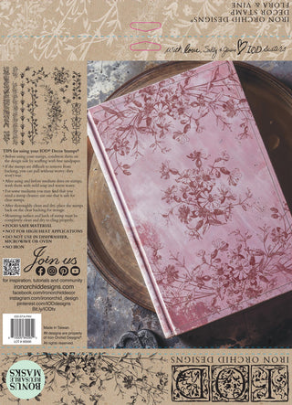 BUNDLE set of 4 Stamps IOD The Waltz - Flora & Vine - Folk Story - Mercy House Chitenge Stamps 4 Large 12x12 Rubber Silicone Decor Stamps