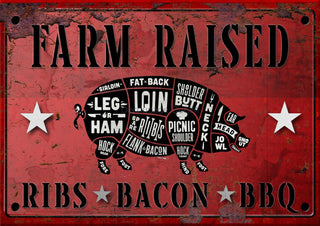 Farm Raised Bacon Rice Paper Decoupage Queen Rustic Farmhouse Animal Cottage Life Bacon BBQ Ribs DIY Craft Scrapbook mixed media Furniture