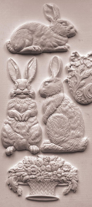 Les Lapins Silicone Mould IOD for DIY Furniture Applique Iron Orchid Designs embellishment Onlay applique DIY décor mix media supplies