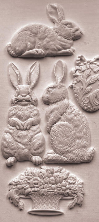 IOD Spring Bunny and Easter Les Lapins Mould Furniture Applique Iron Orchid Designs embellishment Gift for mom DIY décor mix media supplies