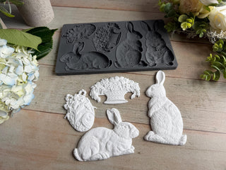 Les Lapins Silicone Mould IOD for DIY Furniture Applique Iron Orchid Designs embellishment Onlay applique DIY décor mix media supplies