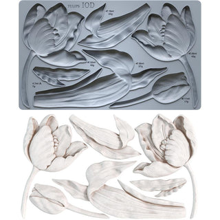 IOD Tulips Mould Iron Orchid Designs French Country Decor silicone mold applique for furniture mix media baking arts & craft and more 6x10