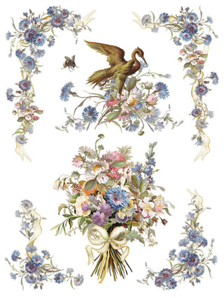 IOD Madeleine Transfer Botanical Floral Tropical Jungle Bird Furniture Restoration Vintage style Cabinets Dressers Craft Project Handmade Gifts