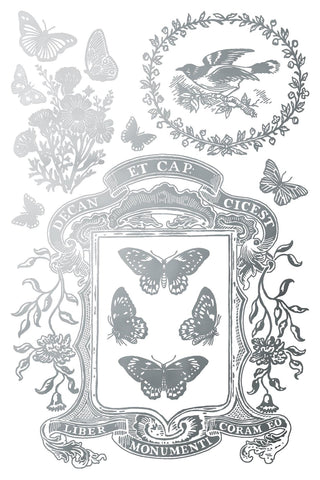 IOD Papillon Gilded Foil Gold and Silver Rub-On Furniture Decor Transfer for DIY Furniture Makeovers Unique Home Decor Handcrafted gifts
