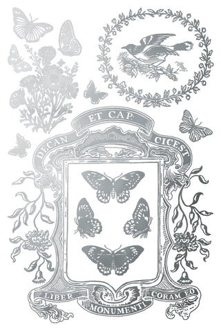 IOD Papillon Gilded Foil Gold and Silver Rub-On Furniture Decor Transfers for DIY Furniture Makeovers Unique Home Decor Handcrafted gifts