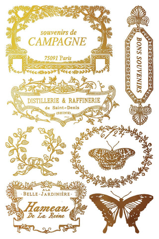 IOD Papillon Gilded Foil Gold and Silver Rub-On Furniture Decor Transfers for DIY Furniture Makeovers Unique Home Decor Handcrafted gifts