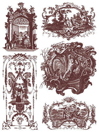 IOD Hameau de la Reine Paint Inlay Marie Antoinettes country retreat inspired French farmhouse IOD Inlay Transfer sheets limited release