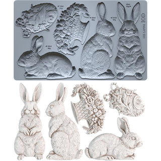 Les Lapins Silicone Mould IOD for DIY Furniture Applique Iron Orchid Designs embellishment Onlay applique DIY décor mix media supplies
