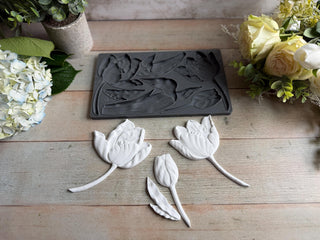 Tulips Silicone Mould IOD New 2026 Spring French Country Decor silicone mold applique for furniture mix media baking arts & craft