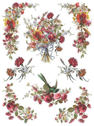 IOD Madeleine Transfer Botanical Floral Tropical Jungle Bird Furniture Restoration Vintage style Cabinets Dressers Craft Project Handmade Gifts