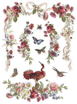 IOD Madeleine Transfer Botanical Floral Tropical Jungle Bird Furniture Restoration Vintage style Cabinets Dressers Craft Project Handmade Gifts