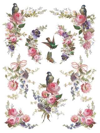 IOD Madeleine Transfer Botanical Floral Tropical Jungle Bird Furniture Restoration Vintage style Cabinets Dressers Craft Project Handmade Gifts