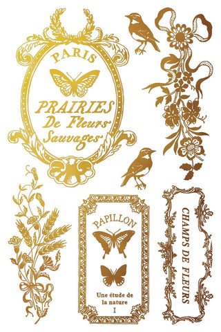 IOD Papillon Gilded Foil Gold and Silver Rub-On Furniture Decor Transfers for DIY Furniture Makeovers Unique Home Decor Handcrafted gifts