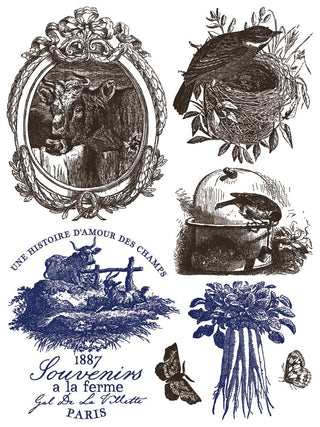 IOD Hameau de la Reine Paint Inlay Marie Antoinettes country retreat inspired French farmhouse IOD Inlay Transfer sheets limited release