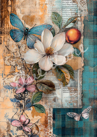 Peach and Petal By Elsie Lane DecoPosh Decoupage Small Paper A4 SIZE