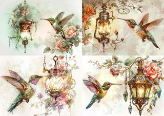 Lantern Keepers 4 designs By Elsie Lane DecoPosh Decoupage Paper A4 SIZE