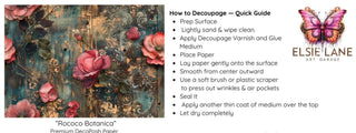 Rococo Botanica By Elsie Lane DecoPosh Decoupage Paper A4 SIZE