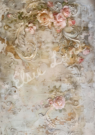 Kiss From A Rose Elsie Lane DecoPosh Decoupage Tissue Paper 21"X29" Inch Large paper size Floral Craft Supply