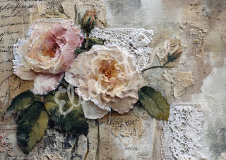 Tattered Rose Ledger Elsie Lane DecoPosh Decoupage Tissue Paper 21x29 inch