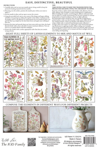 Primrose Isle IOD Summer 2026 Transfer Rub-On Decal Transfer French Country Furniture Decor Transfer DIY Makeovers Unique Home Decor Project