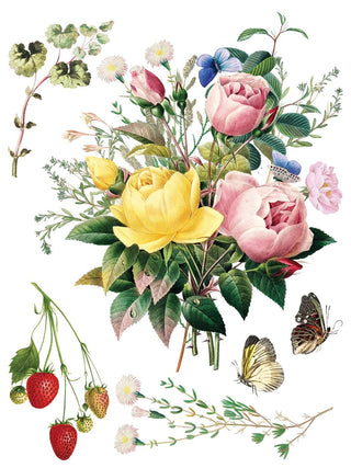 IOD NEW Marché des Fleurs Summer Transfer French Country Rub on Decal for Furniture Makeover Projects Mixed Media Craft Art Junk Journal