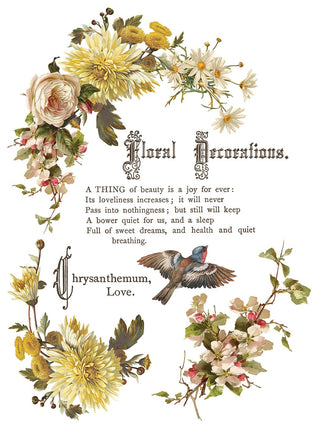 IOD NEW Flowers by the Poets Summer Transfer French Country Rub on Decal for Furniture Makeover Projects Mixed Media Craft Art Junk Journal