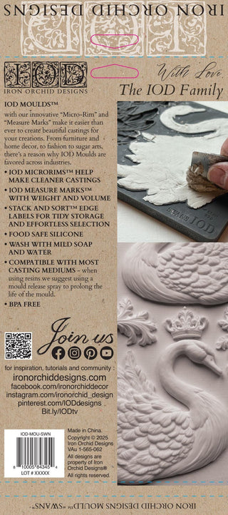 IOD Swans Summer Mould Iron Orchid Designs French Country Decor silicone mold applique for furniture mix media baking arts & craft and more