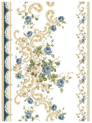 IOD Alfred Peats & Co Paint Inlay Collection Transfer sheets limited Release of vintage wallpaper designs French Blues Yellows Green Floral