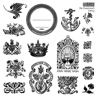 IOD New Summer The Connoisseur's Library Labels 6x6 Stamp Set Scrapbook junk journal  Crafting Mixed Media Projects