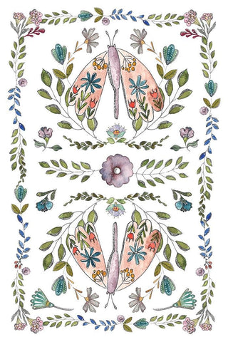 Fern Fables IOD Summer Transfer 8x12 watercolor botanical folk art, the set features birds, botanical Whimsical Mixed Media Craft Art Junk Journal