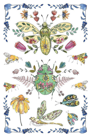 Fern Fables IOD Summer Transfer 8x12 watercolor botanical folk art, the set features birds, botanical Whimsical Mixed Media Craft Art Junk Journal