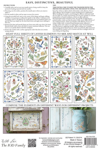 Fern Fables IOD Summer Transfer 8x12 watercolor botanical folk art, the set features birds, botanical Whimsical Mixed Media Craft Art Junk Journal