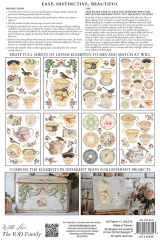 IOD The Belgravia IOD Summer Transfer 8x12 Rub On Decal Transfer Furniture Decor for DIY Furniture Makeovers & Junk Journal Project stickers