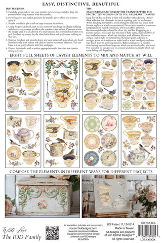 IOD The Belgravia IOD Transfer 8x12 Rub On Decal Transfer Furniture Decor for DIY Furniture Makeovers & Junk Journal Project stickers
