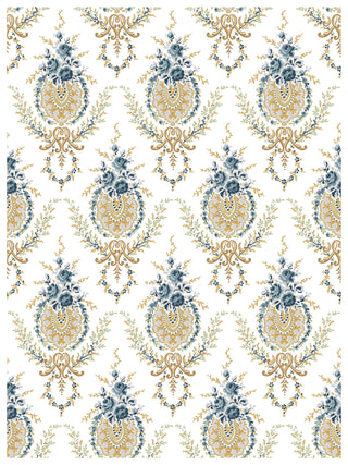 IOD Alfred Peats & Co Paint Inlay Summer Collection Transfer sheets limited Release of vintage wallpaper designs French Blues Yellows Green Floral