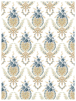 IOD Alfred Peats & Co Paint Inlay Collection Transfer sheets limited Release of vintage wallpaper designs French Blues Yellows Green Floral