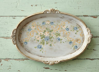 IOD Alfred Peats & Co Paint Inlay Summer Collection Transfer sheets limited Release of vintage wallpaper designs French Blues Yellows Green Floral